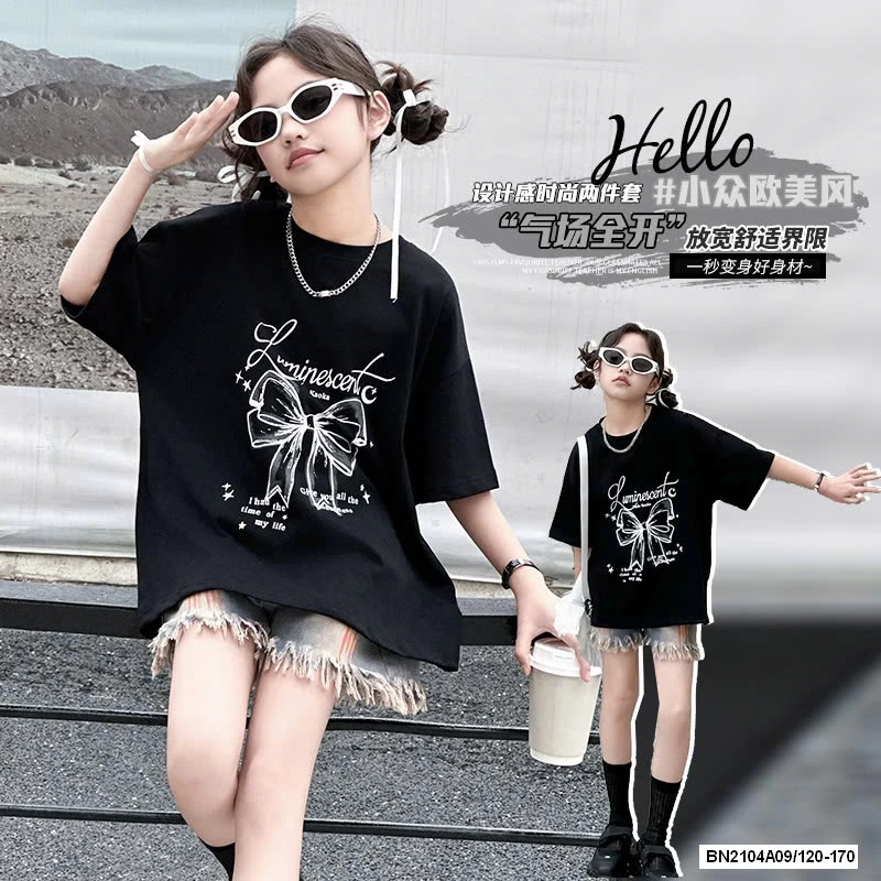 ÁO ĐEN NƠ MIX SHORT JEANS SZ ĐẠI