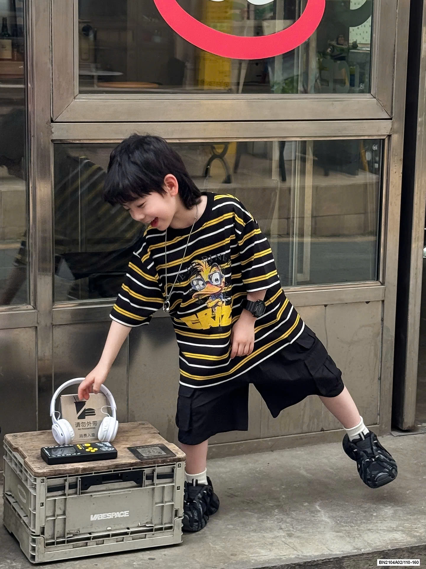 ÁO VỊT KẺ MIX SHORT ĐEN