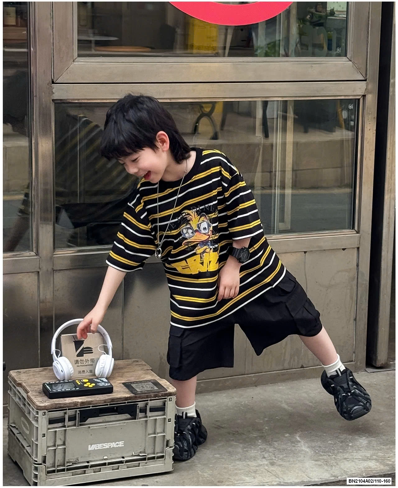 ÁO VỊT KẺ MIX SHORT ĐEN