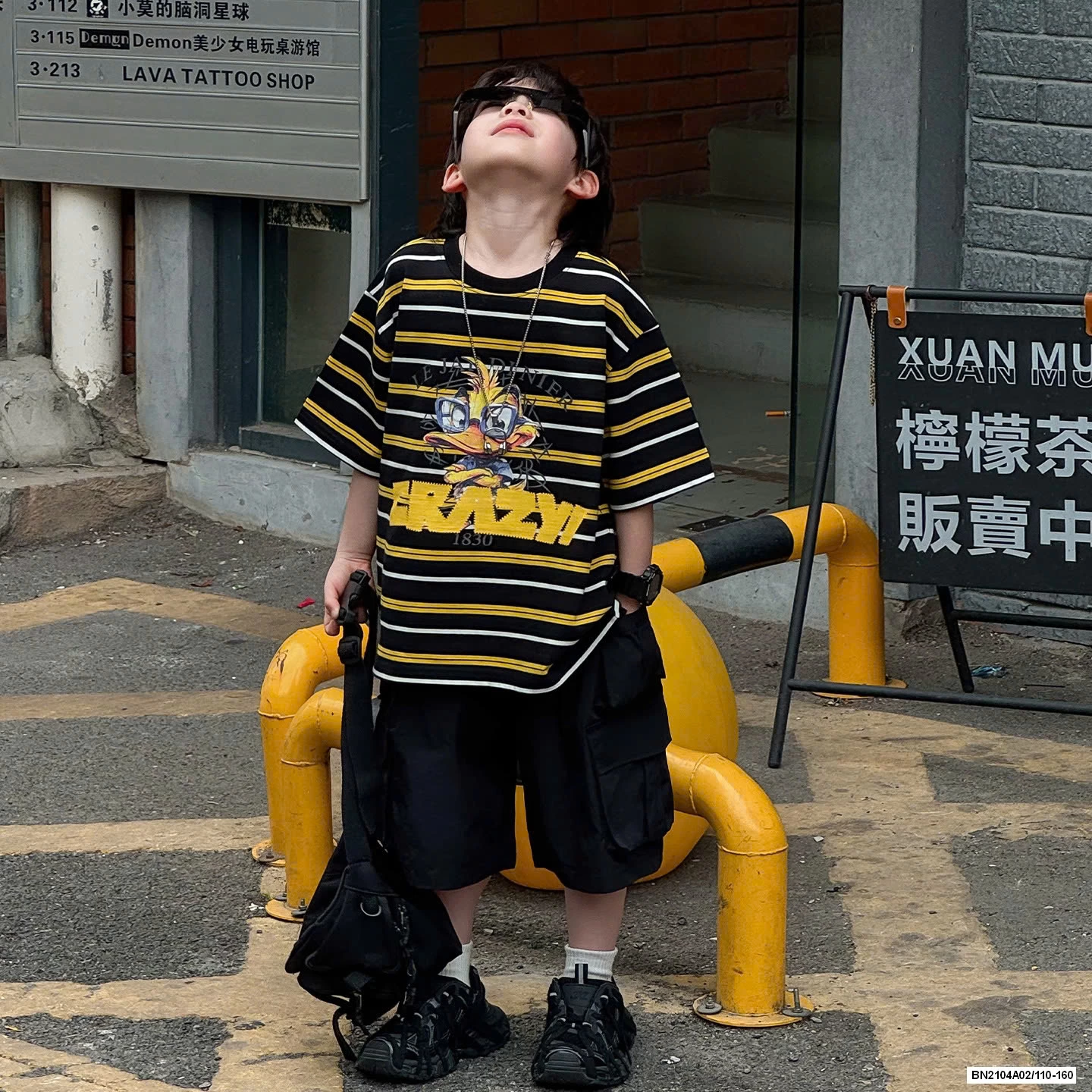 ÁO VỊT KẺ MIX SHORT ĐEN