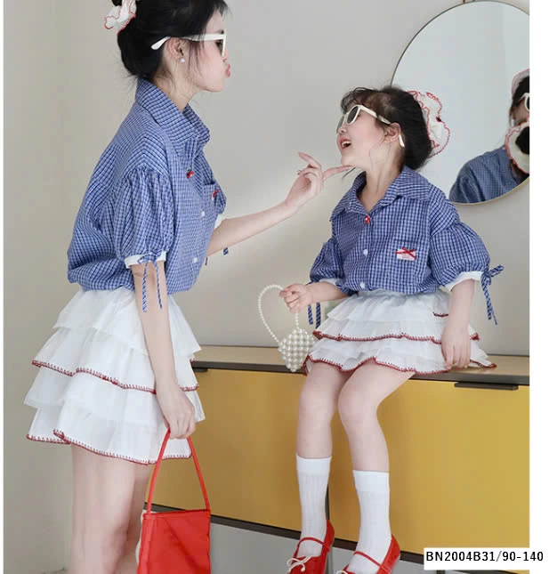 SÉT SƠ MI TAY LỠ MIX CHÂN VÁY TẦNG BÈO