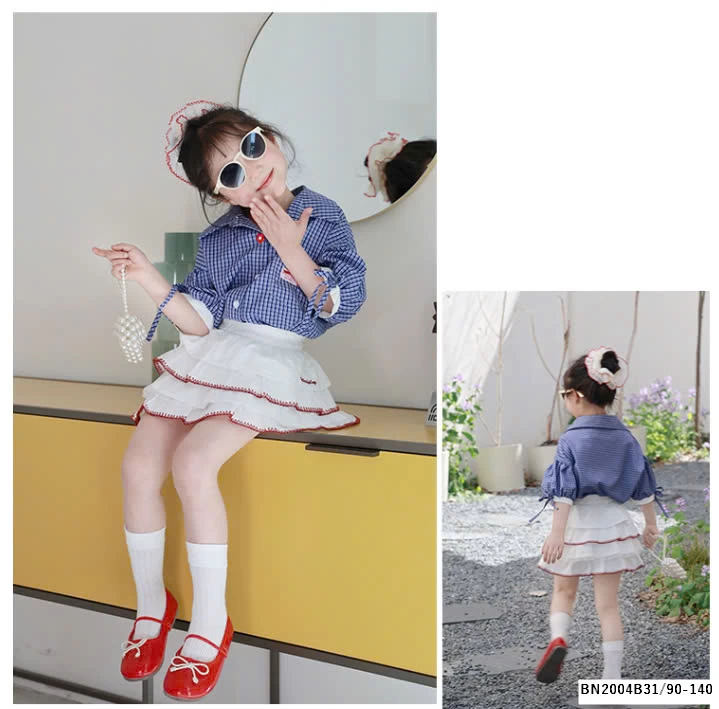 SÉT SƠ MI TAY LỠ MIX CHÂN VÁY TẦNG BÈO