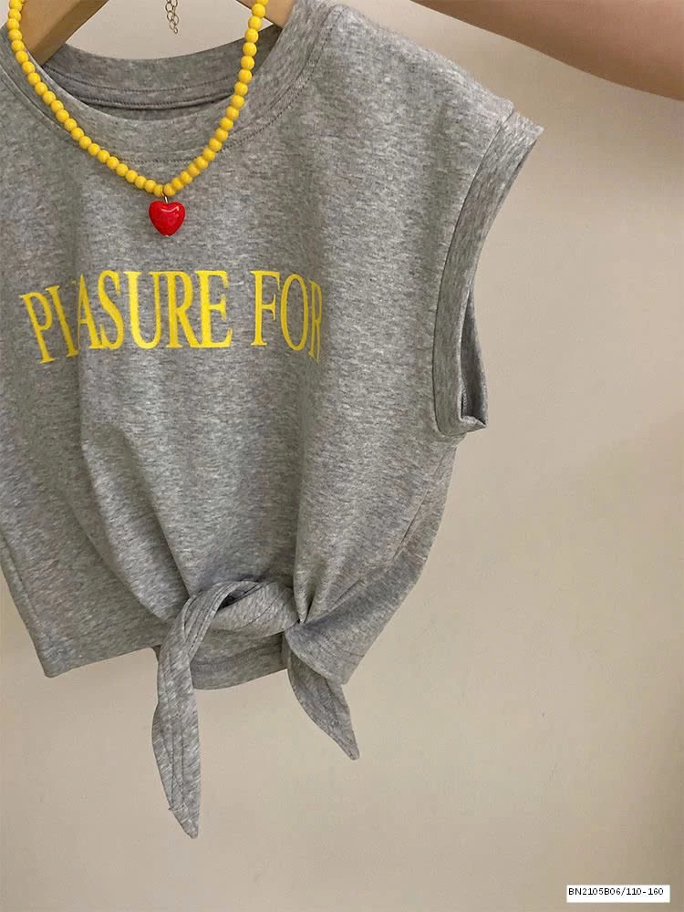 SÉT ÁO THUN XÁM BUỘC NƠ EO MIX QUẦN SHORT VÀNG