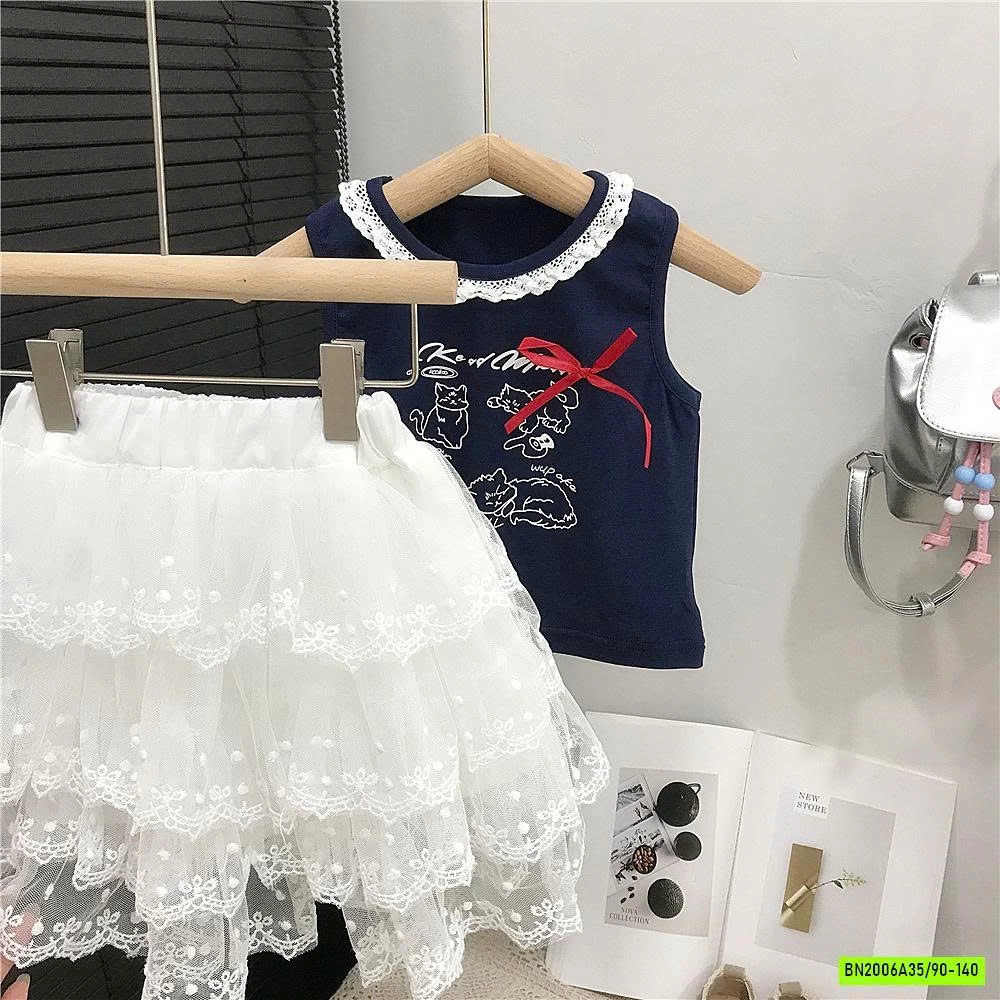 SÉT ÁO MÈO MIX CV REN TẦNG