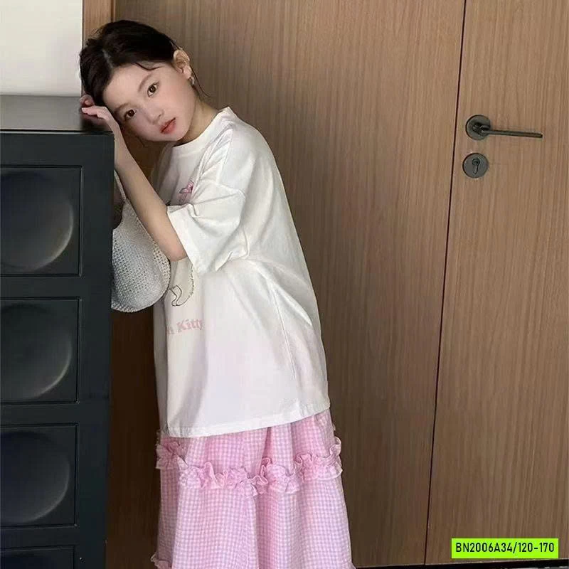 ÁO THUN MÈO MIX CV DÀI HỒNG