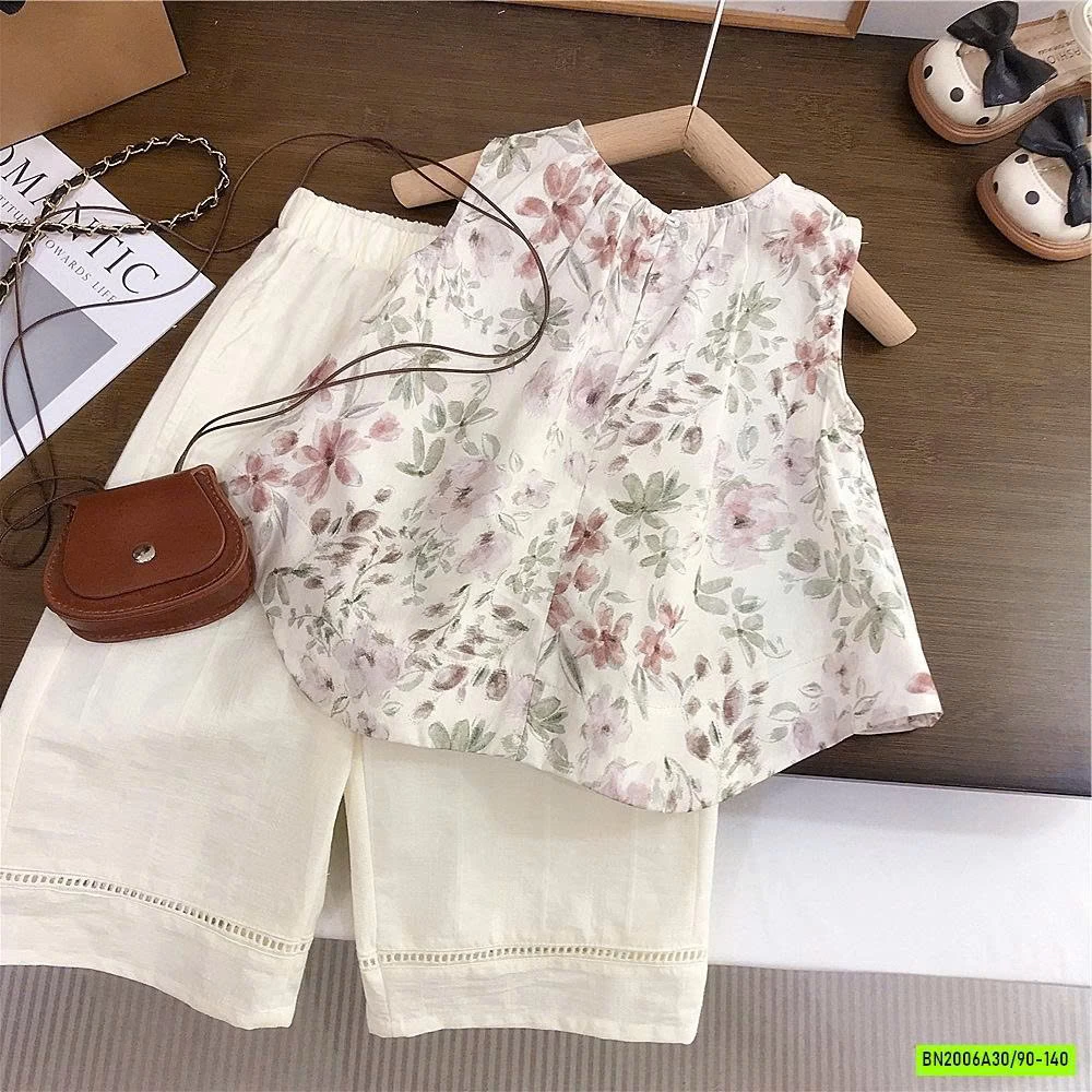 SÉT ÁO HOA MIX QUẦN SUÔNG TRẮNG