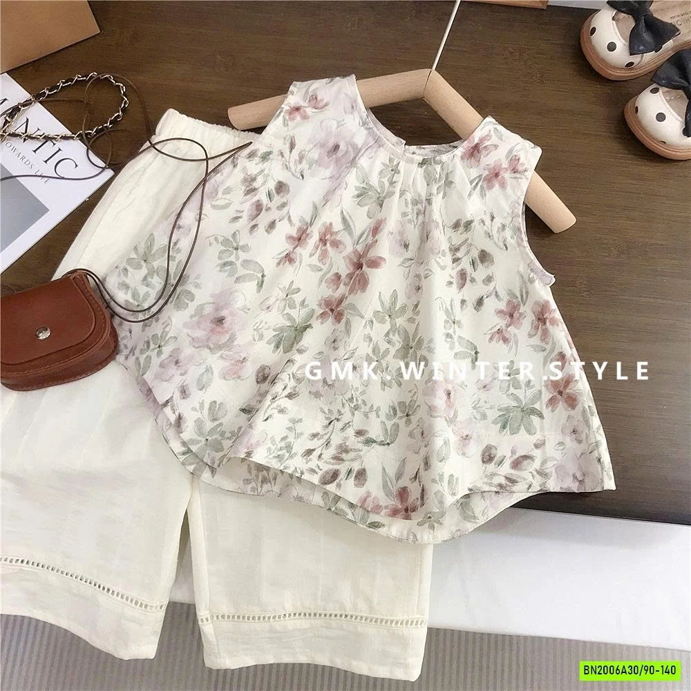 SÉT ÁO HOA MIX QUẦN SUÔNG TRẮNG