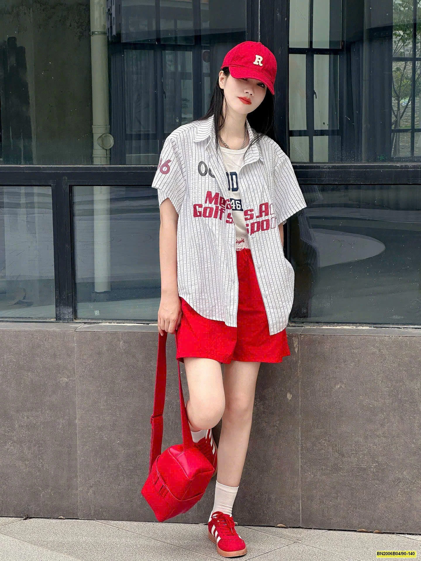 SET ÁO SƠ MI MIX SHORT ĐỎ CHO MẸ VÀ BÉ