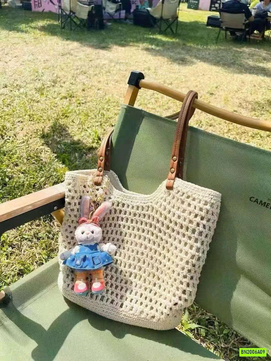 TÚI LƯỚI DỆT QUAI DA