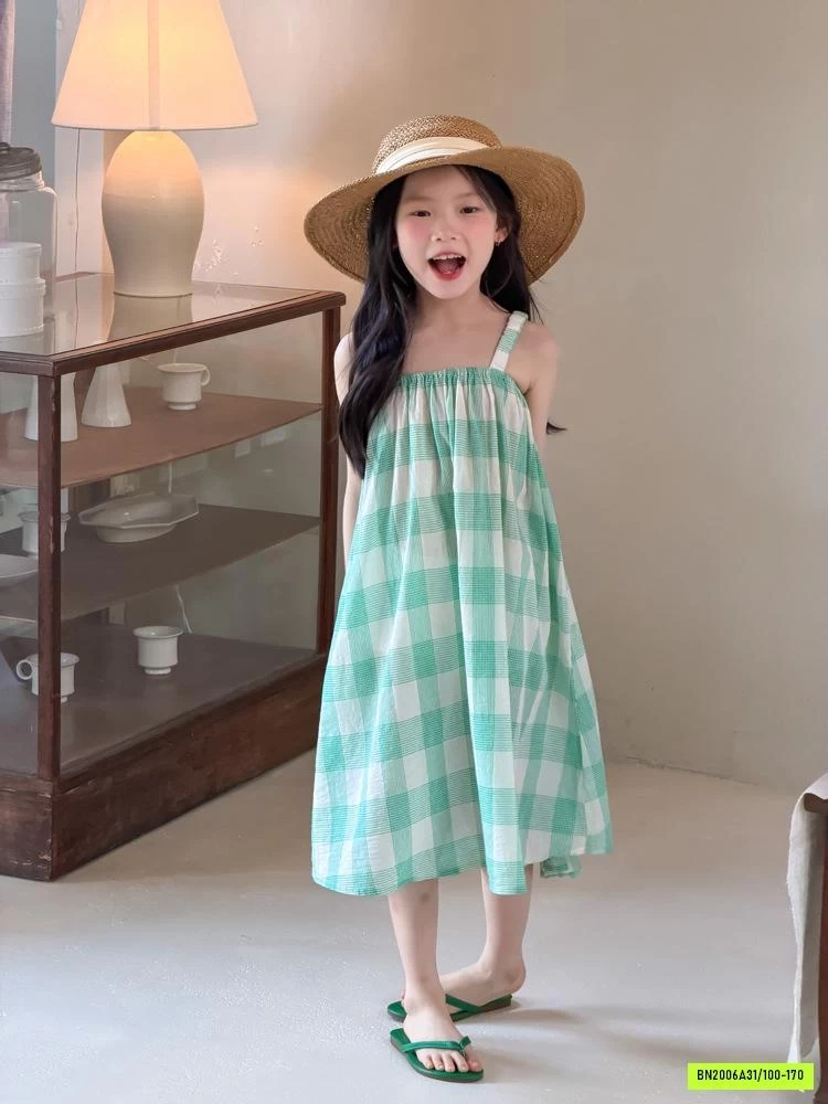 ĐẦM ĐŨI CARO XANH MINT 26CD56 AMBB