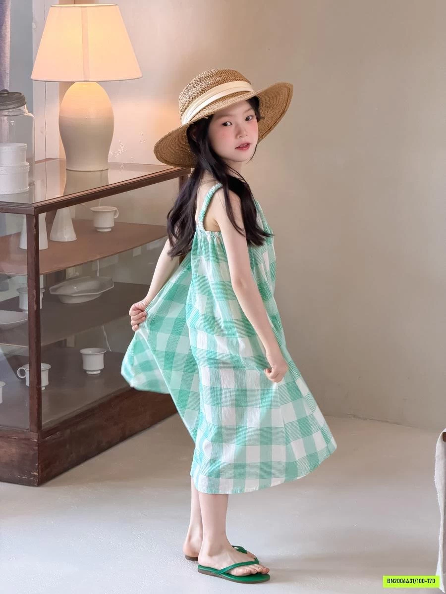 ĐẦM ĐŨI CARO XANH MINT 26CD56 AMBB