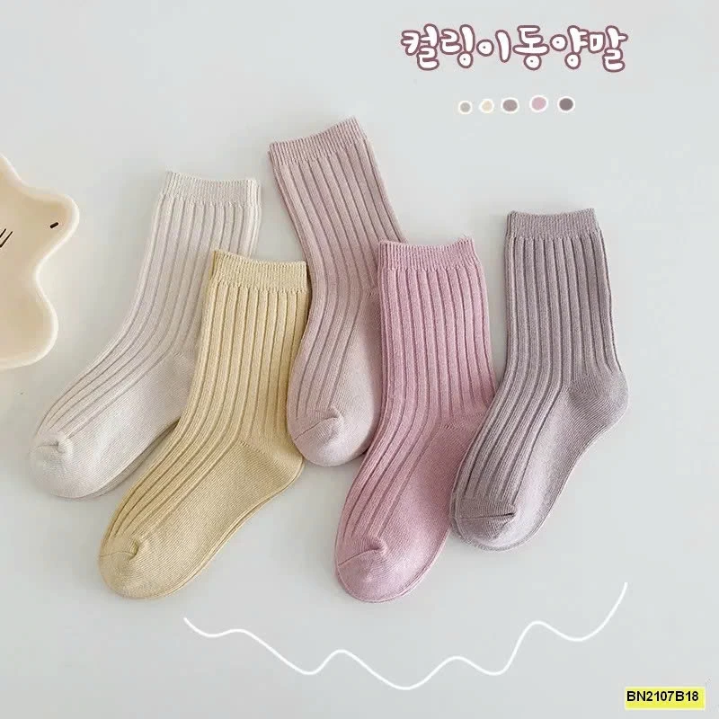 SET 5 ĐÔI TẤT TRƠN MÀU CAO CỔ