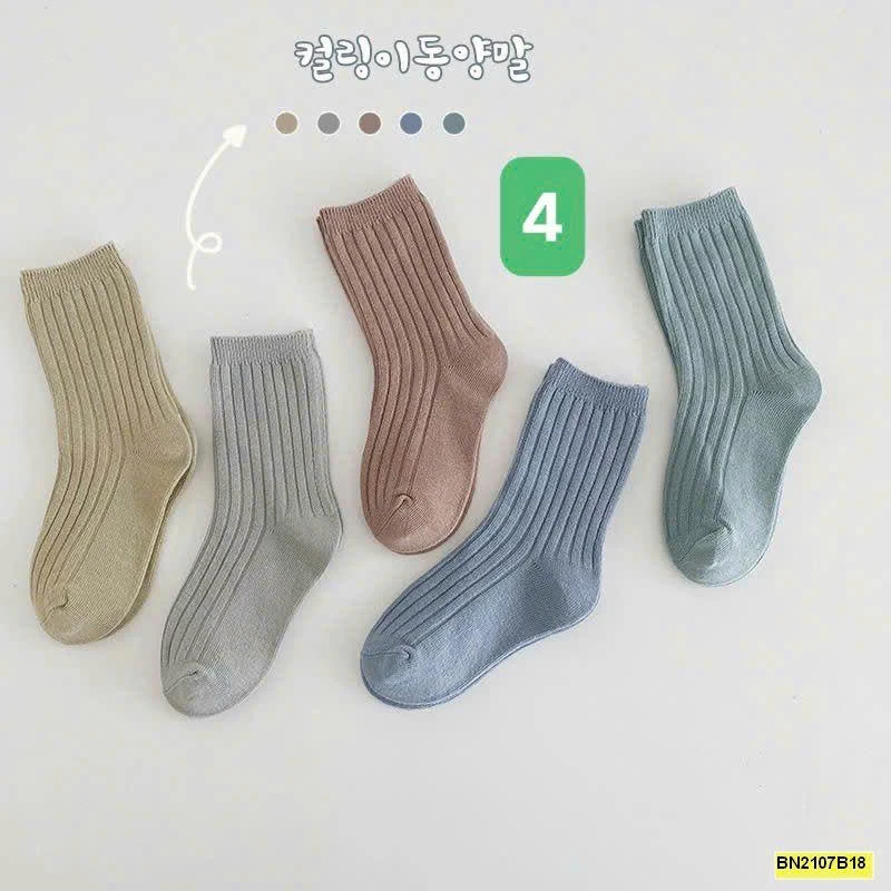 SET 5 ĐÔI TẤT TRƠN MÀU CAO CỔ