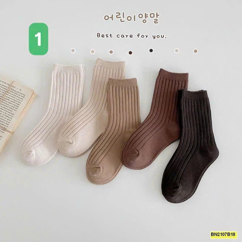 SET 5 ĐÔI TẤT TRƠN MÀU CAO CỔ