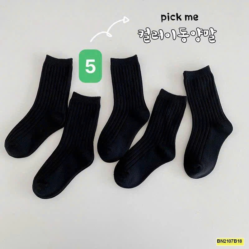 SET 5 ĐÔI TẤT TRƠN MÀU CAO CỔ