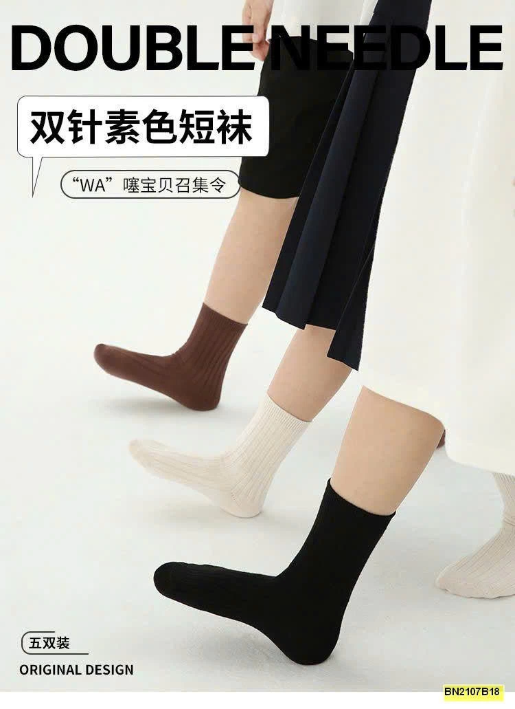 SET 5 ĐÔI TẤT TRƠN MÀU CAO CỔ