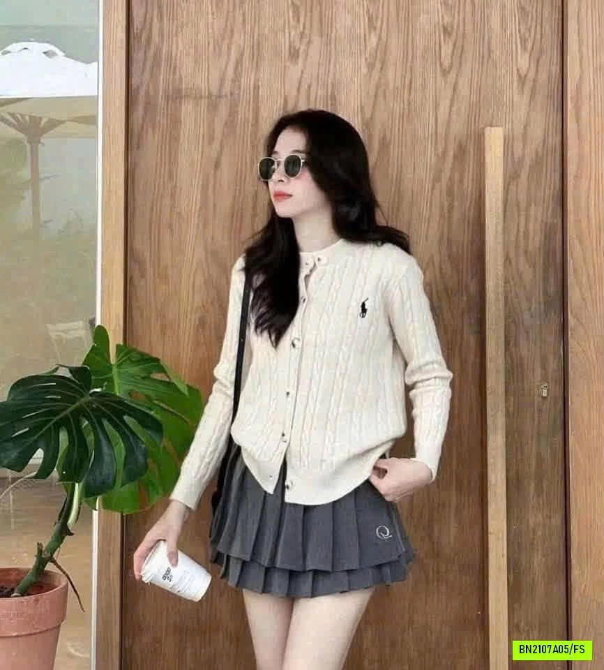CARDIGAN LEN THÊU LOGO
