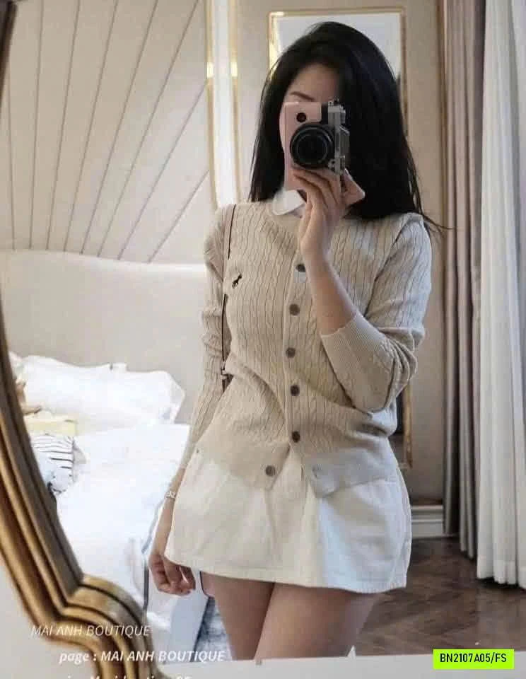 CARDIGAN LEN THÊU LOGO