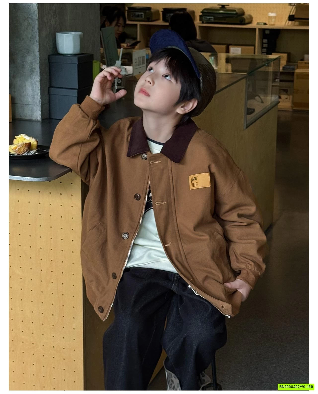 KHOÁC KAKI NÂU CỔ BẺ AOAOKIDS