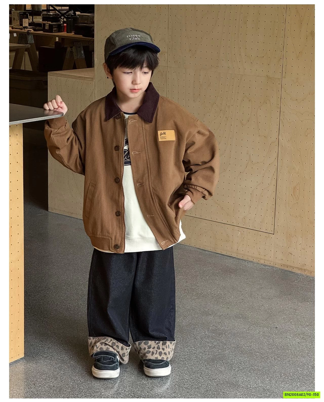 KHOÁC KAKI NÂU CỔ BẺ AOAOKIDS