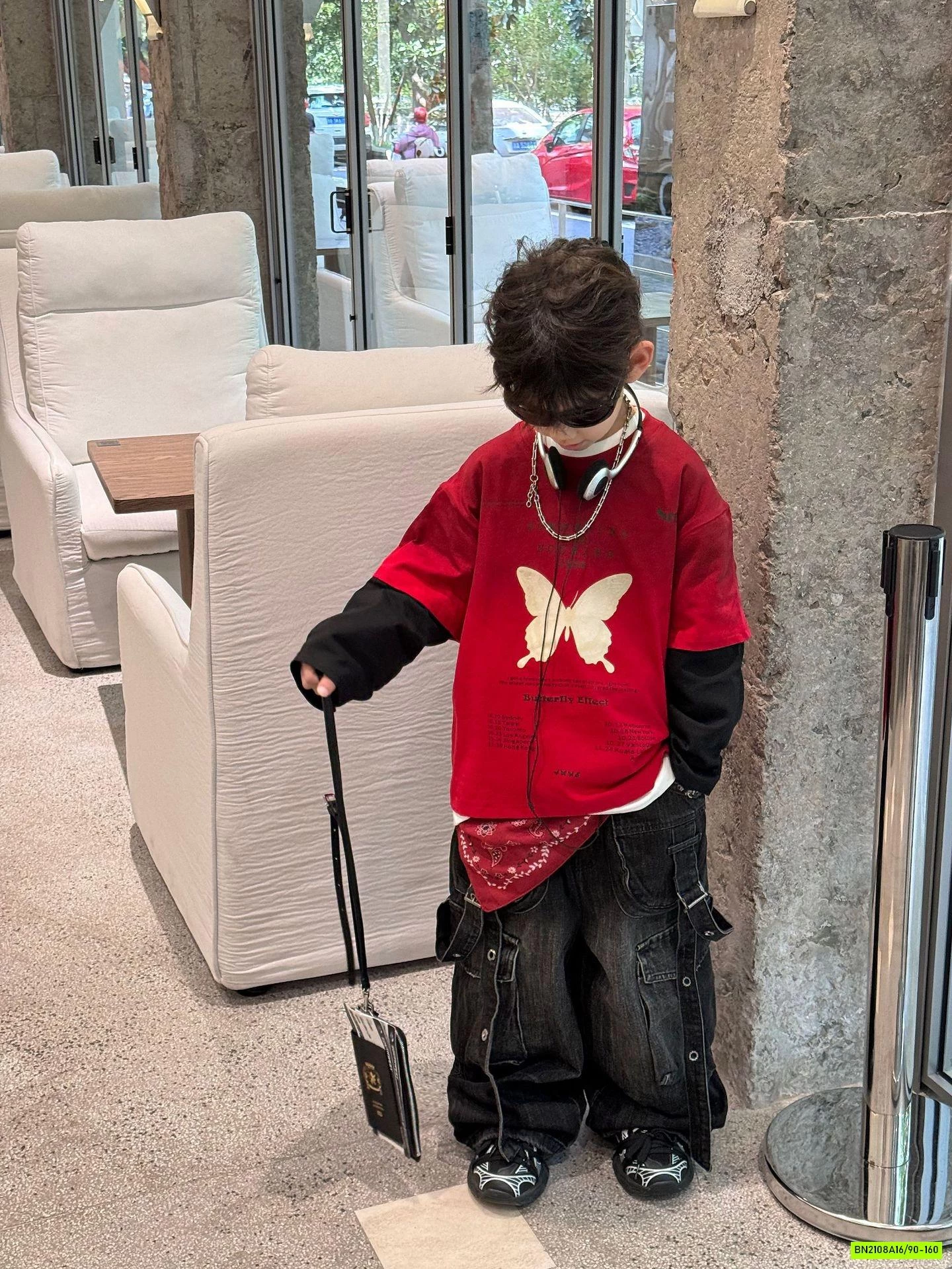 ÁO THUN ĐỎ IN BƯỚM GIẢ 2 LỚP