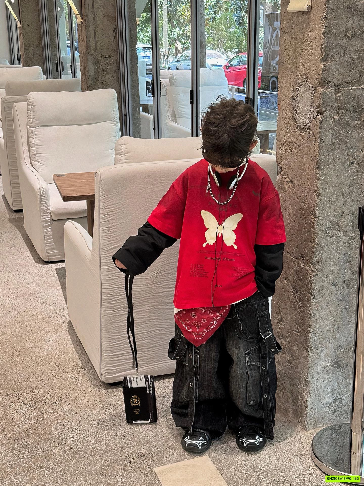 ÁO THUN ĐỎ IN BƯỚM GIẢ 2 LỚP