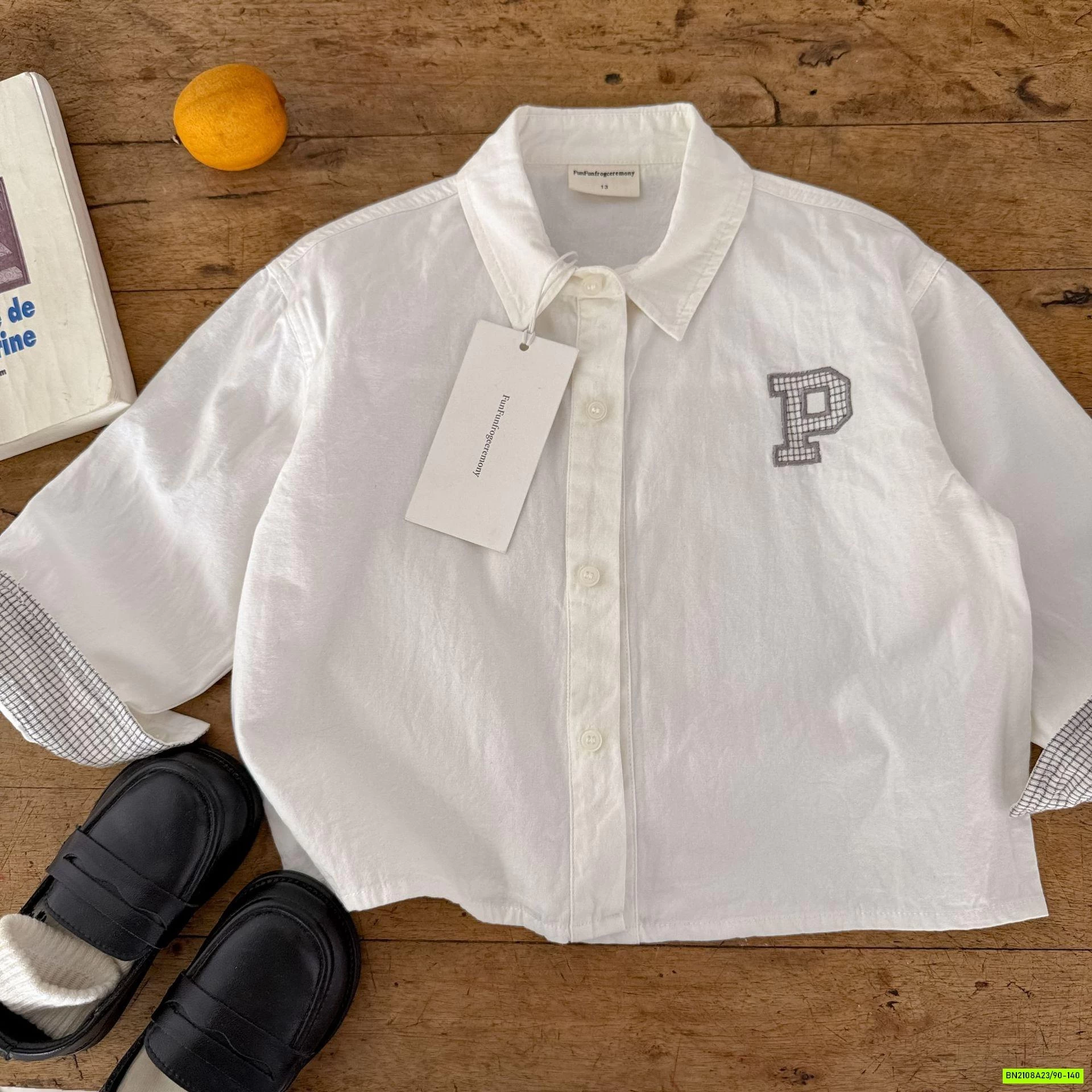 SƠ MI TRẮNG PHỐI VIỀN CARO MMGGBABY