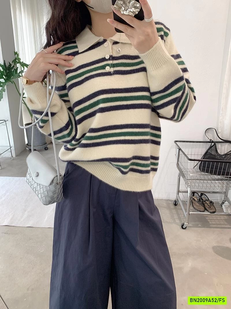 ÁO LEN KẺ CỔ POLO