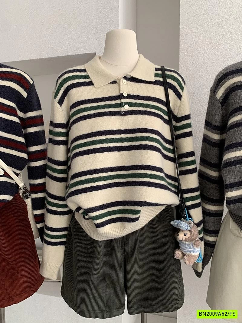 ÁO LEN KẺ CỔ POLO