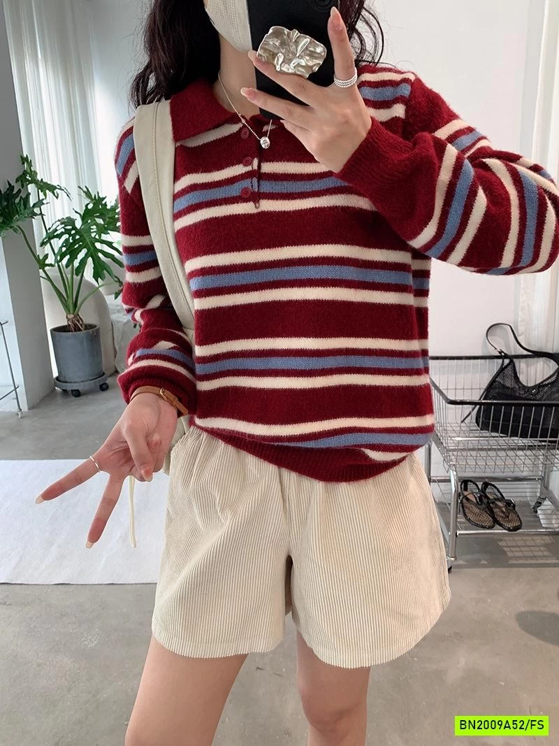 ÁO LEN KẺ CỔ POLO