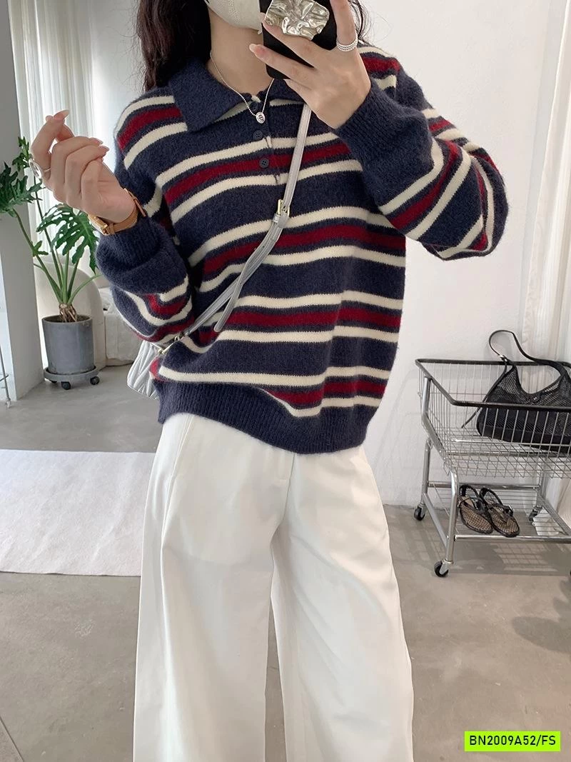 ÁO LEN KẺ CỔ POLO