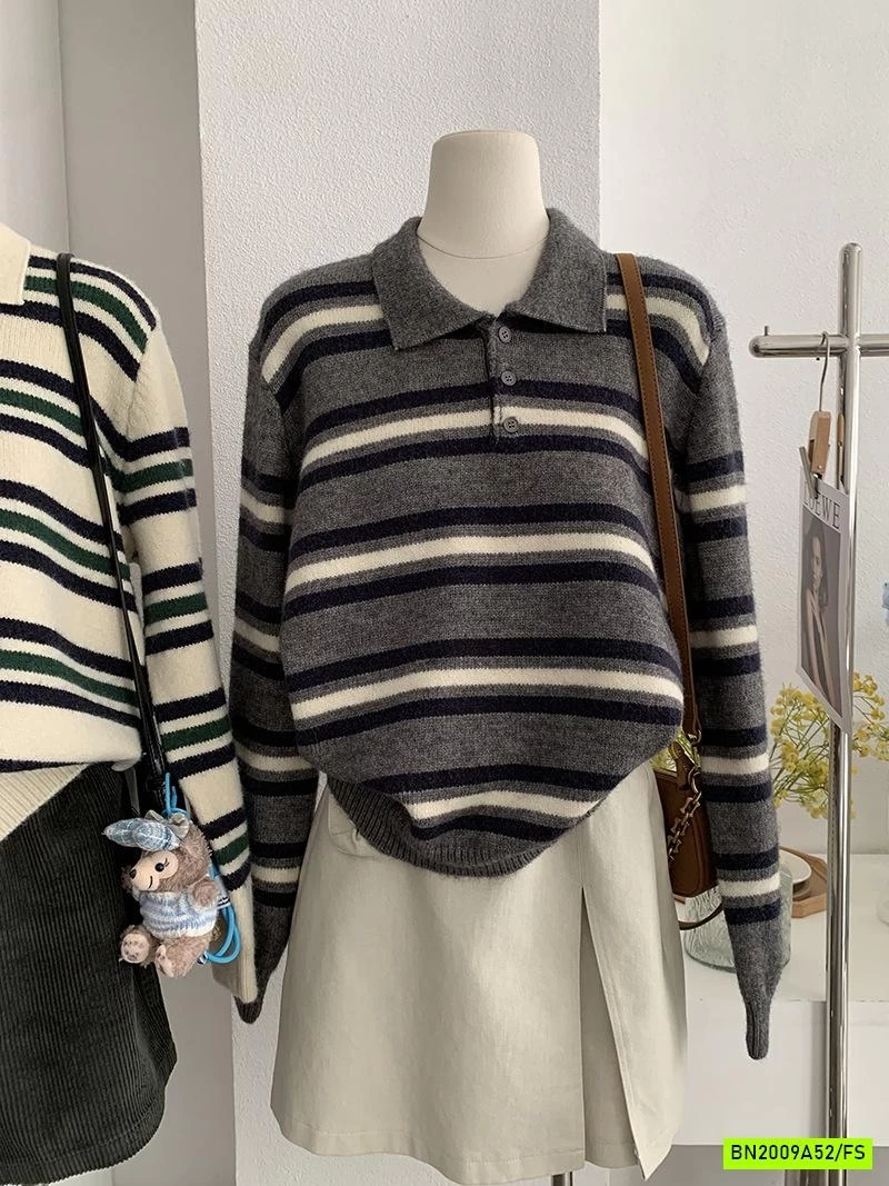 ÁO LEN KẺ CỔ POLO