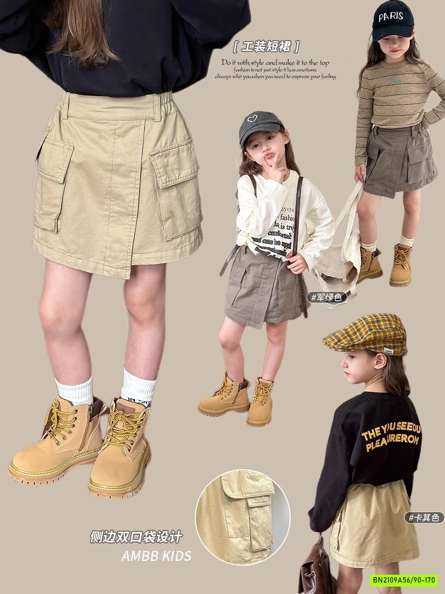 CHÂN VÁY KAKI VẠT CHÉO 24X061 AMBB