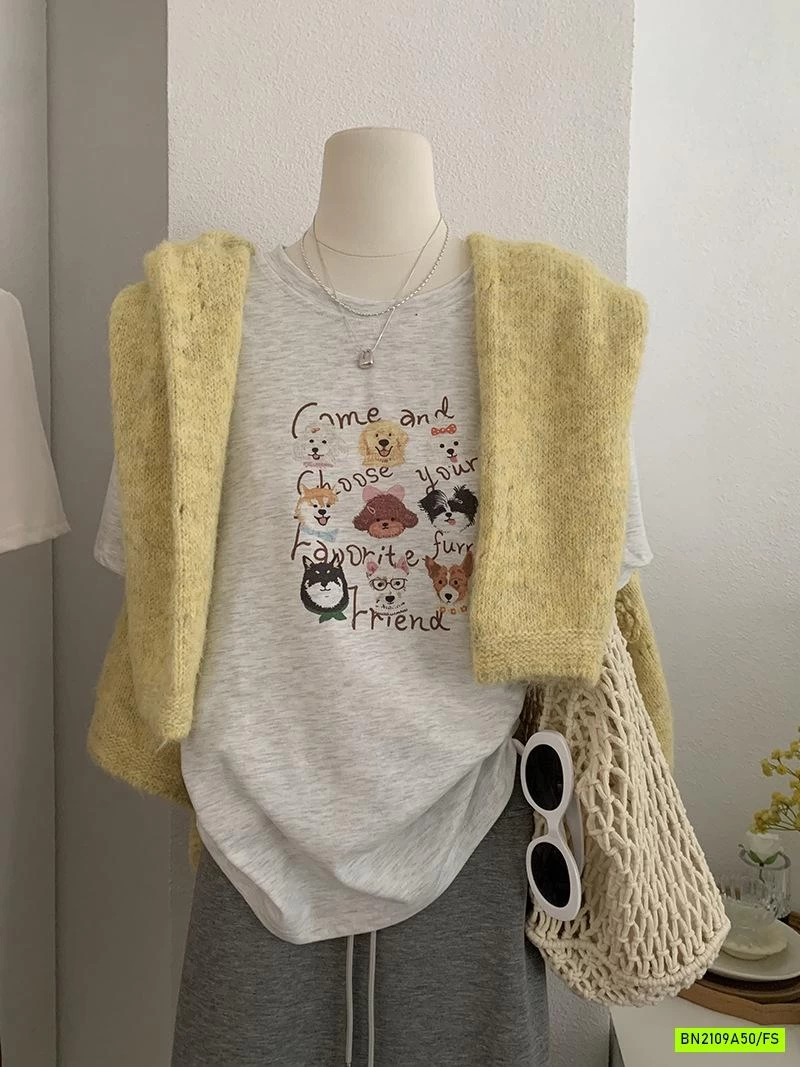 ÁO THUN NGẮN TAY IN GẤU HOẠT HÌNH