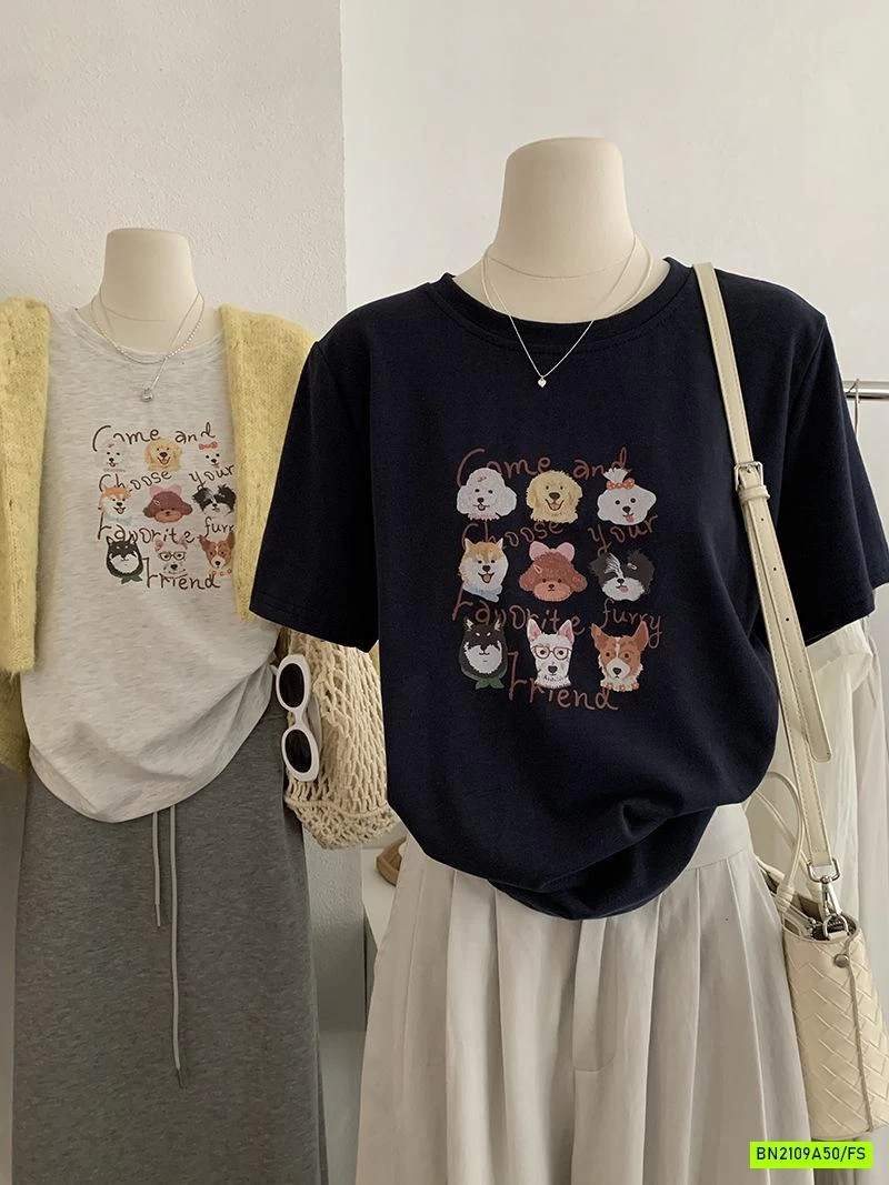 ÁO THUN NGẮN TAY IN GẤU HOẠT HÌNH