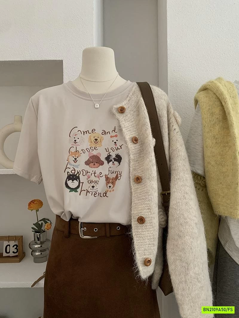 ÁO THUN NGẮN TAY IN GẤU HOẠT HÌNH