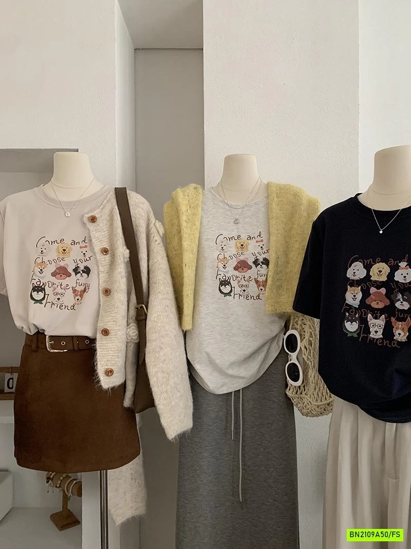 ÁO THUN NGẮN TAY IN GẤU HOẠT HÌNH