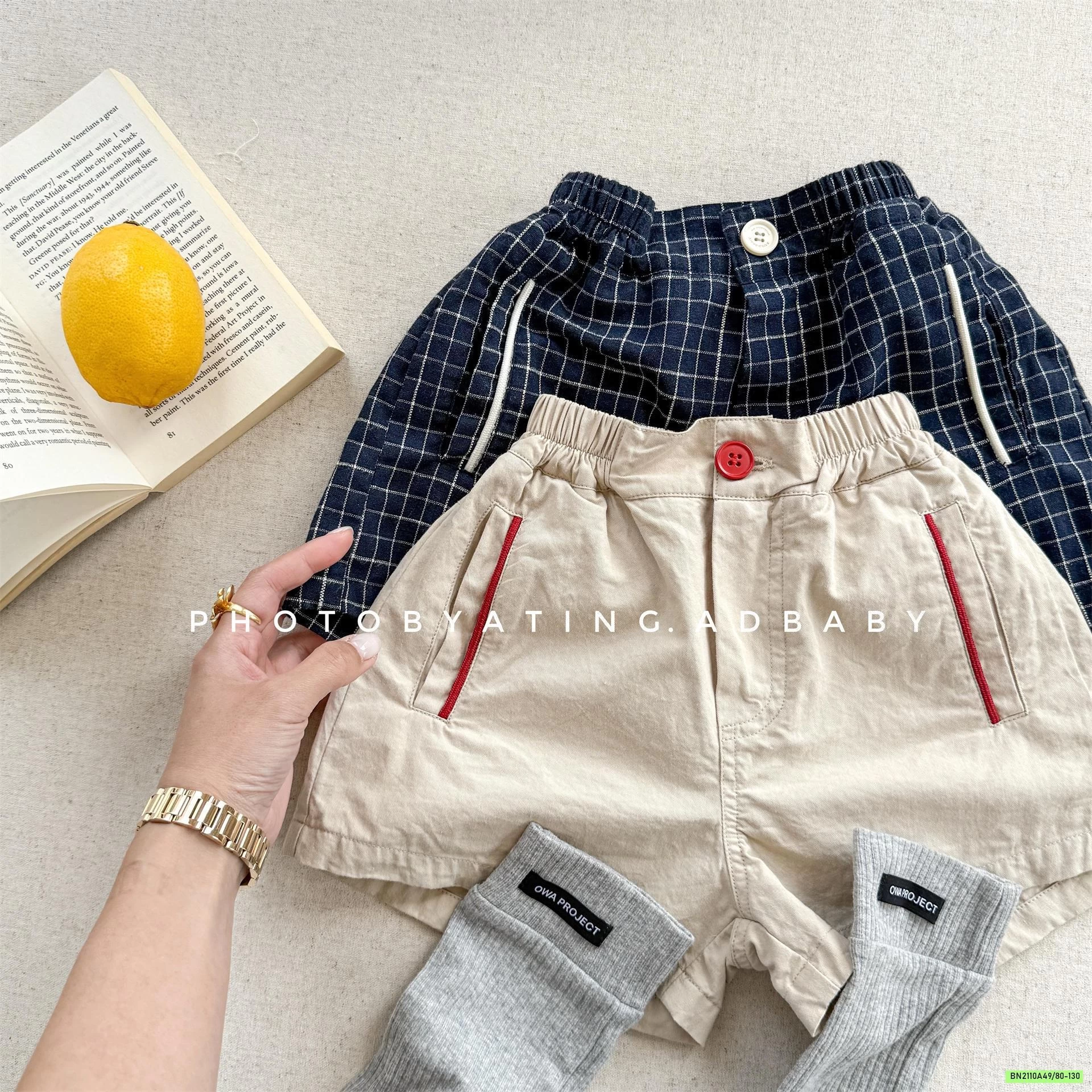 SHORT CARO PHỐI VIỀN TÚI ADBABY