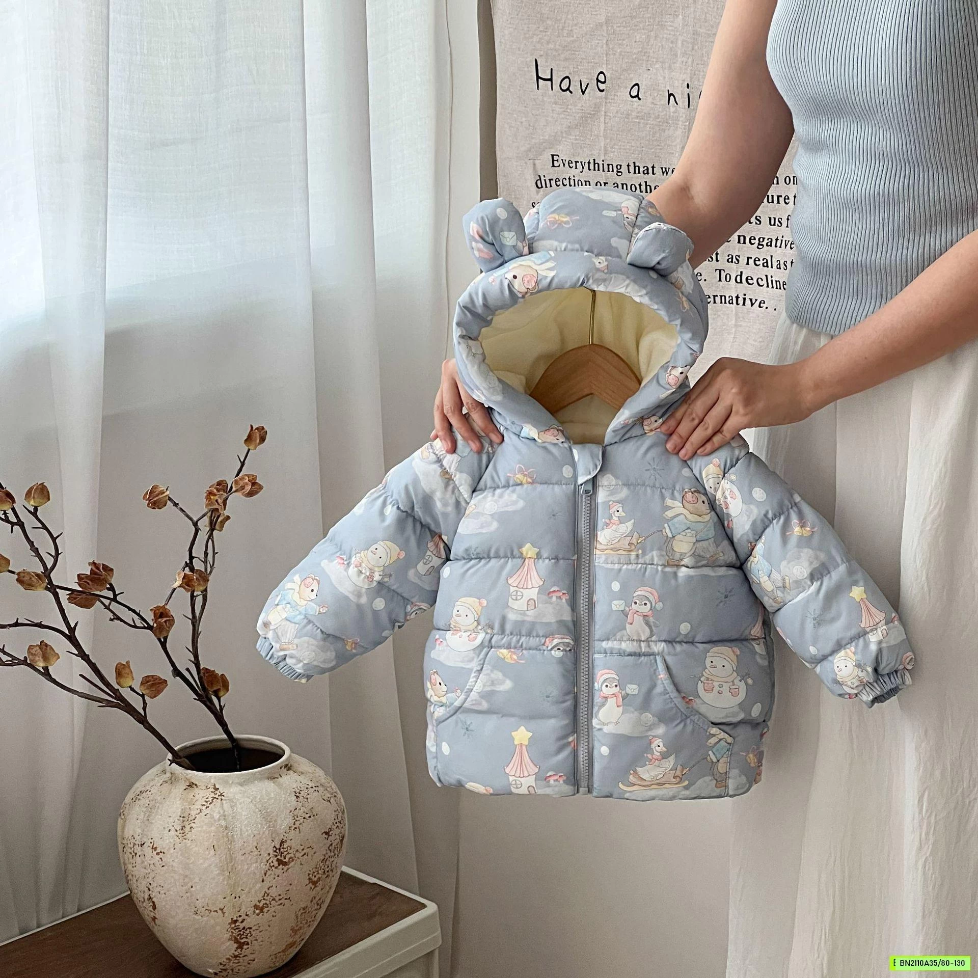 KHOÁC PHAO LÓT NỈ HỌA TIẾT