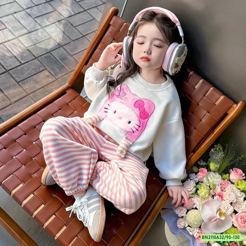 BỘ NỈ MÈO QUẦN KẺ HỒNG