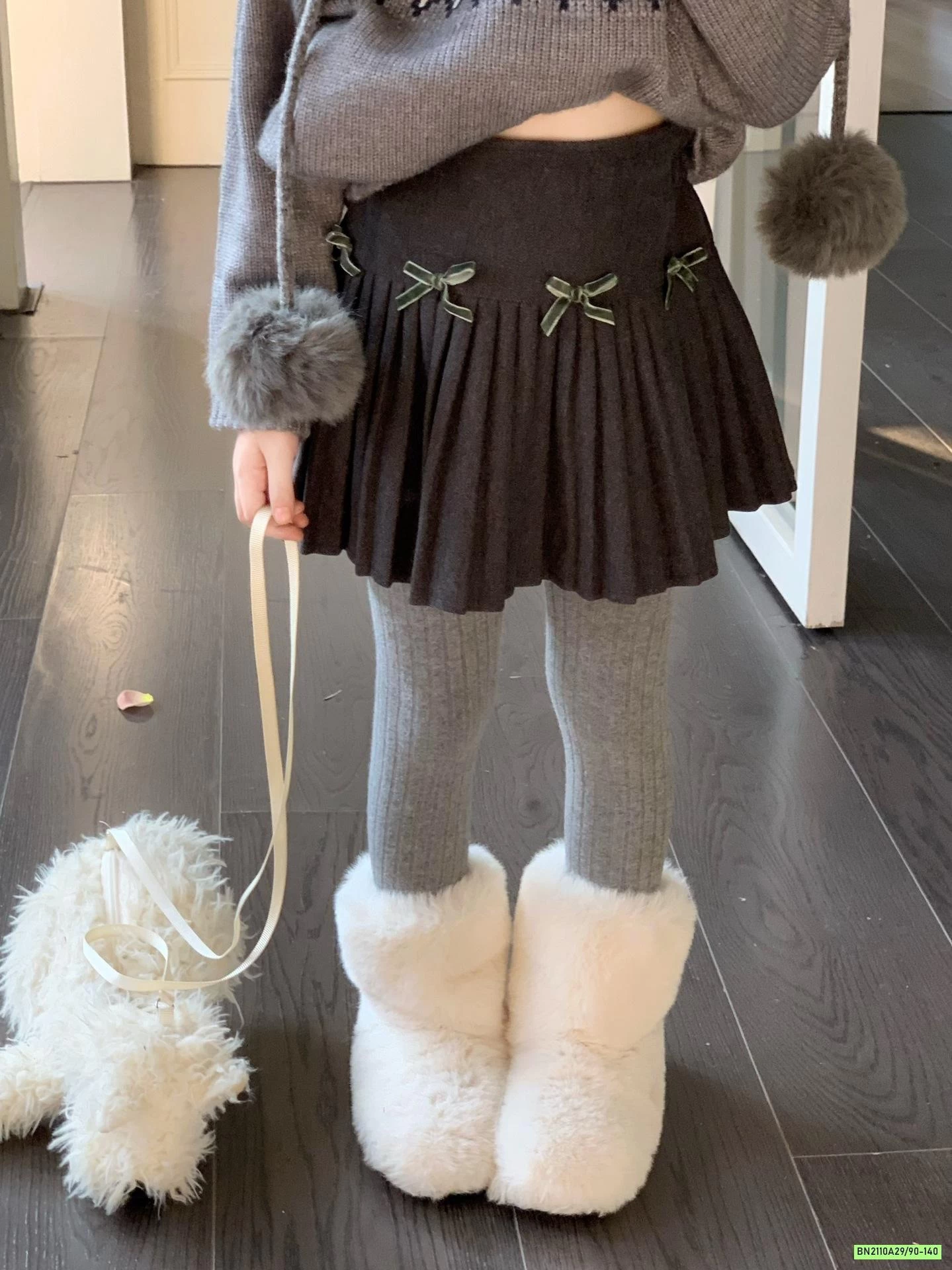 ÁO LEN MIX CV DẠ XÁM XẾP LY