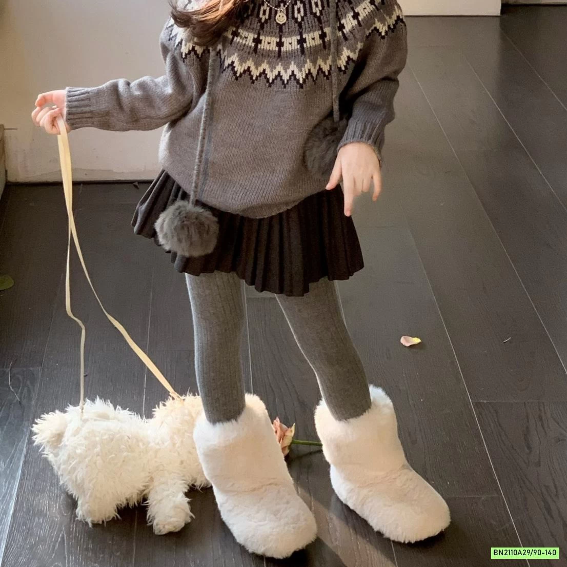 ÁO LEN MIX CV DẠ XÁM XẾP LY