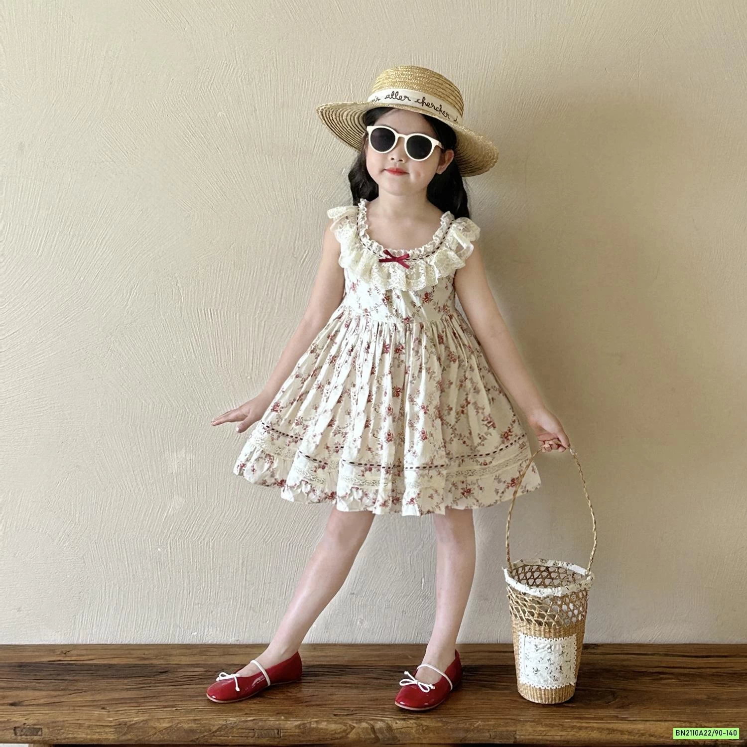 ĐẦM HOA NHÍ CỔ VIỀN REN