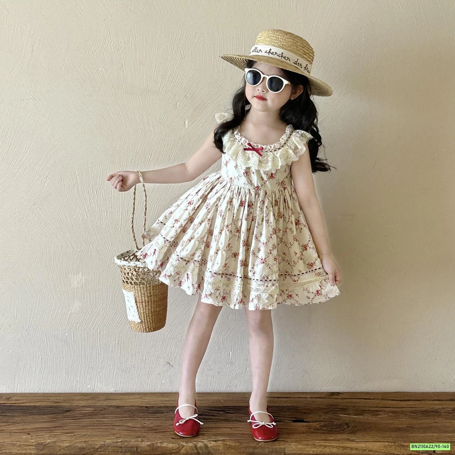 ĐẦM HOA NHÍ CỔ VIỀN REN