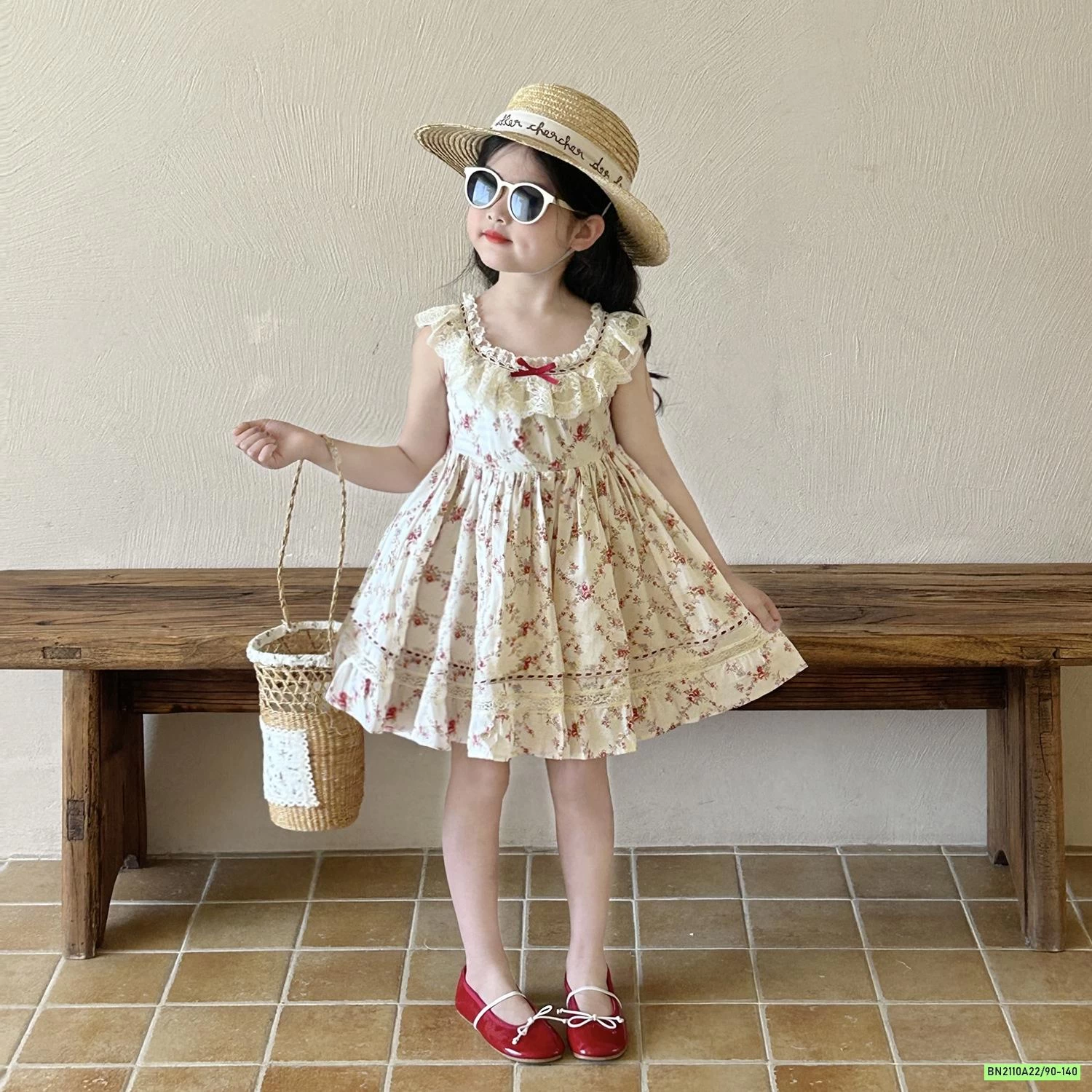 ĐẦM HOA NHÍ CỔ VIỀN REN