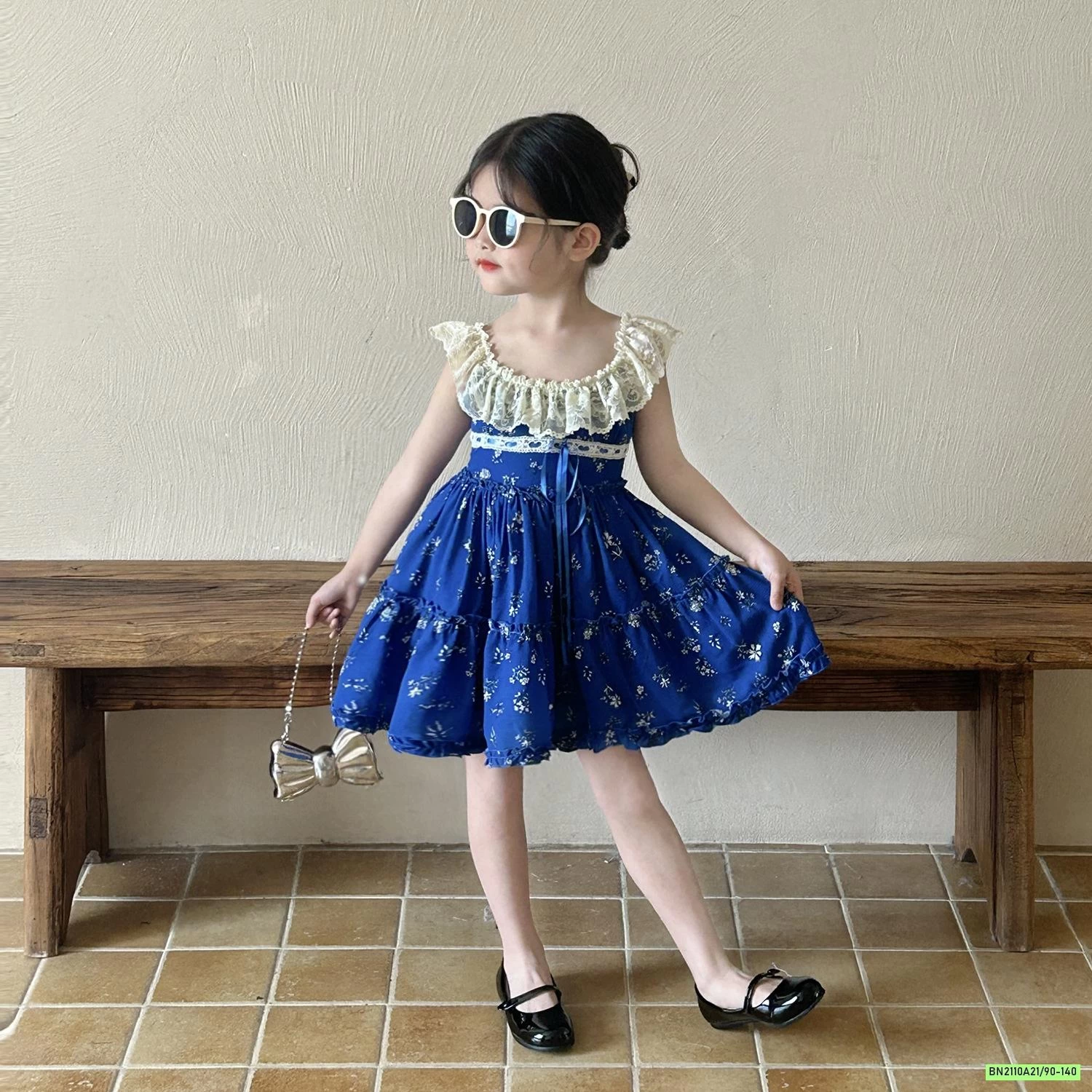 ĐẦM XOÈ XANH COBAN VIỀN REN