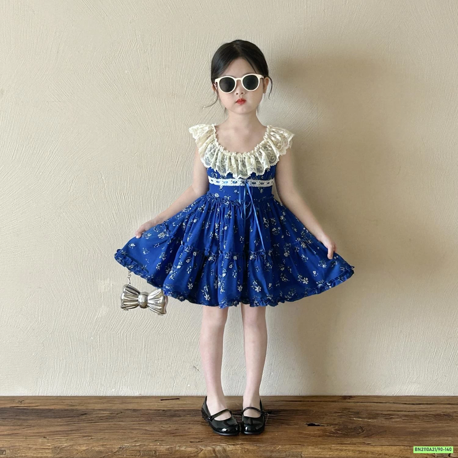 ĐẦM XOÈ XANH COBAN VIỀN REN