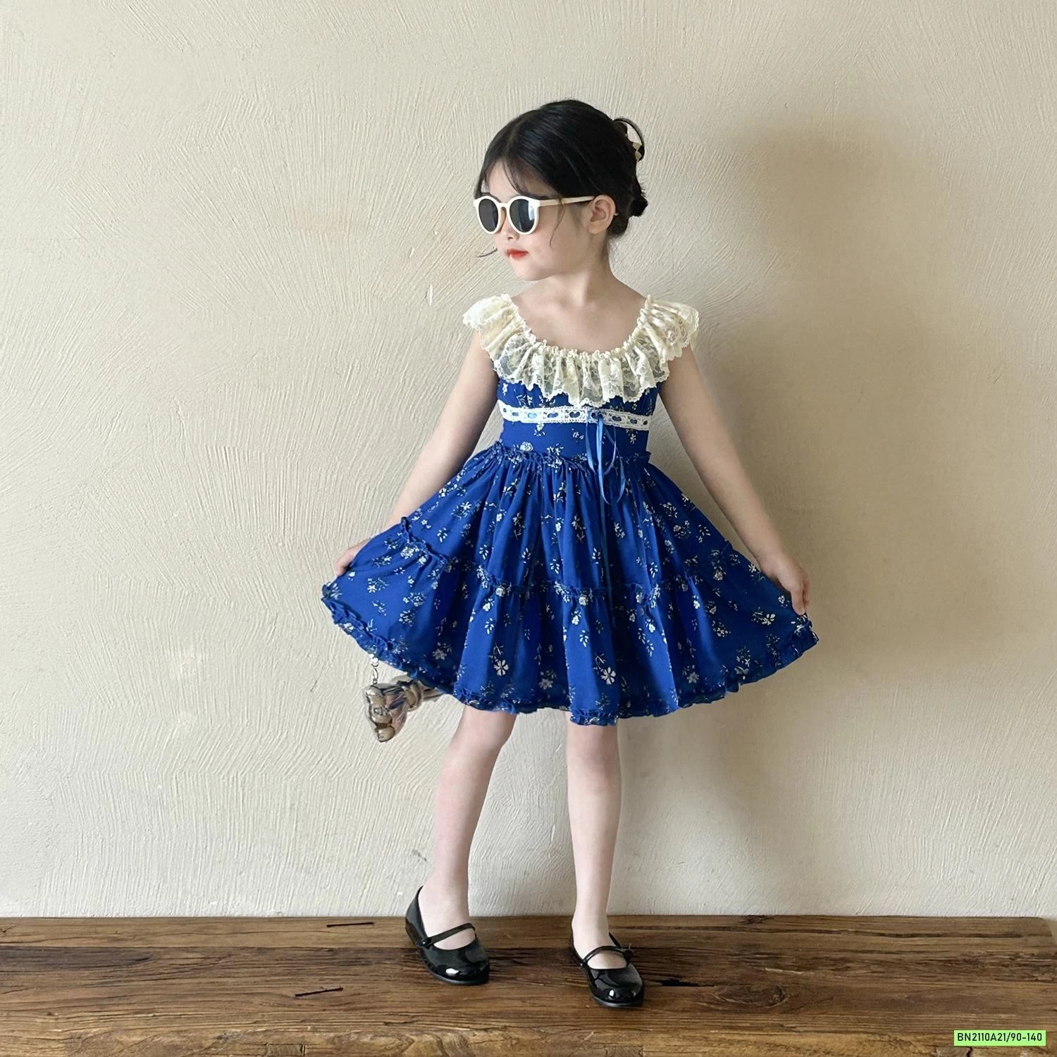 ĐẦM XOÈ XANH COBAN VIỀN REN