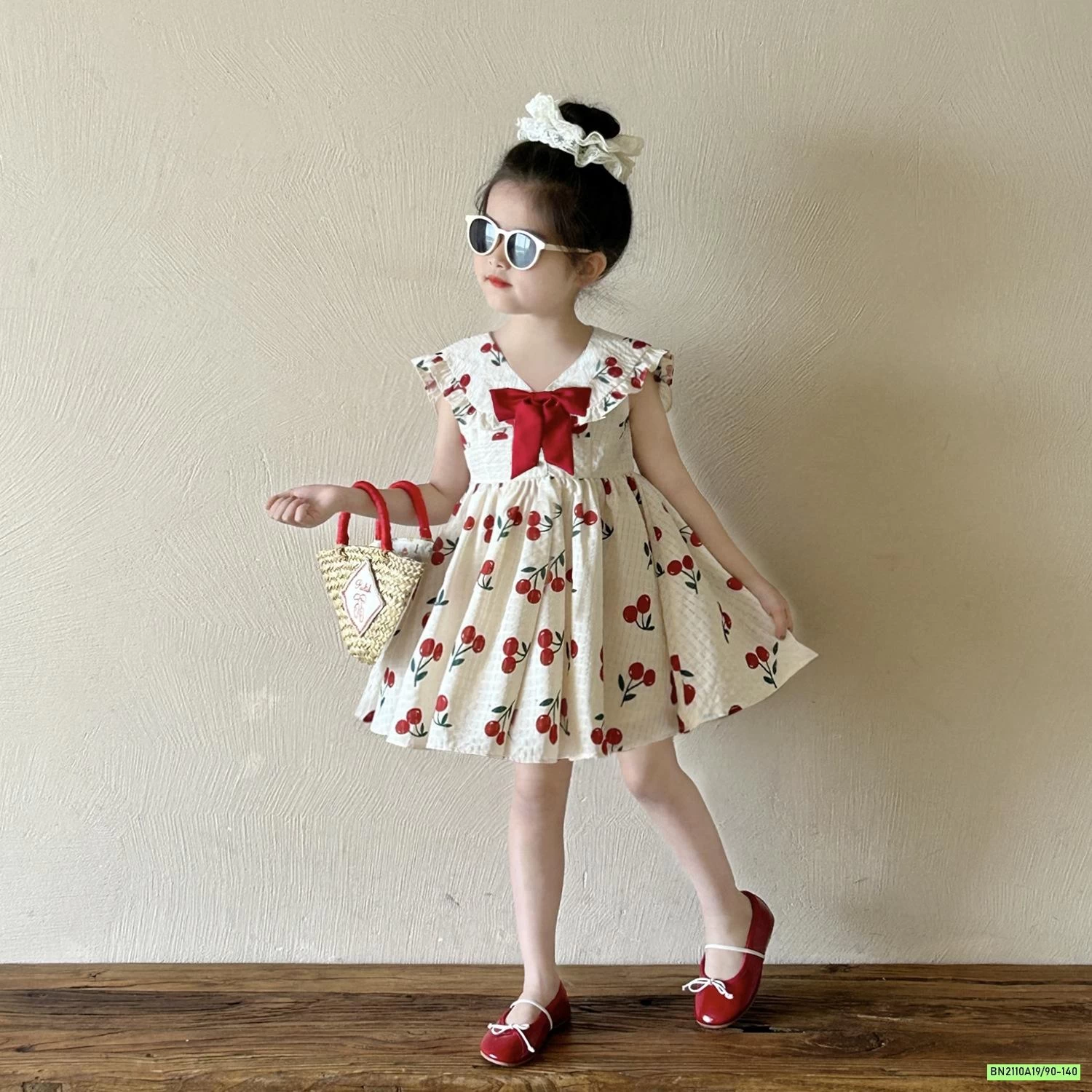 ĐẦM CHERRY GẮN NƠ ĐỎ