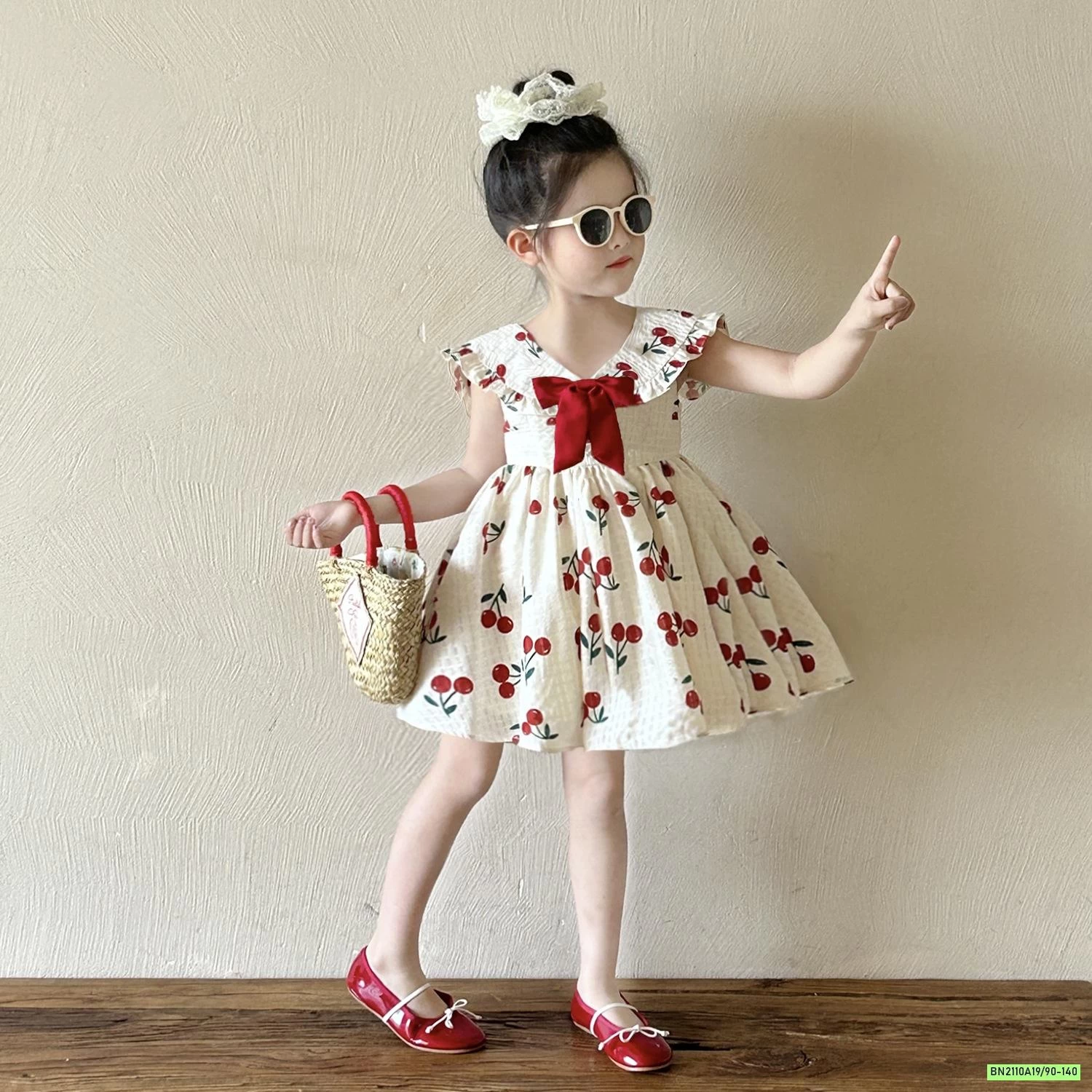 ĐẦM CHERRY GẮN NƠ ĐỎ